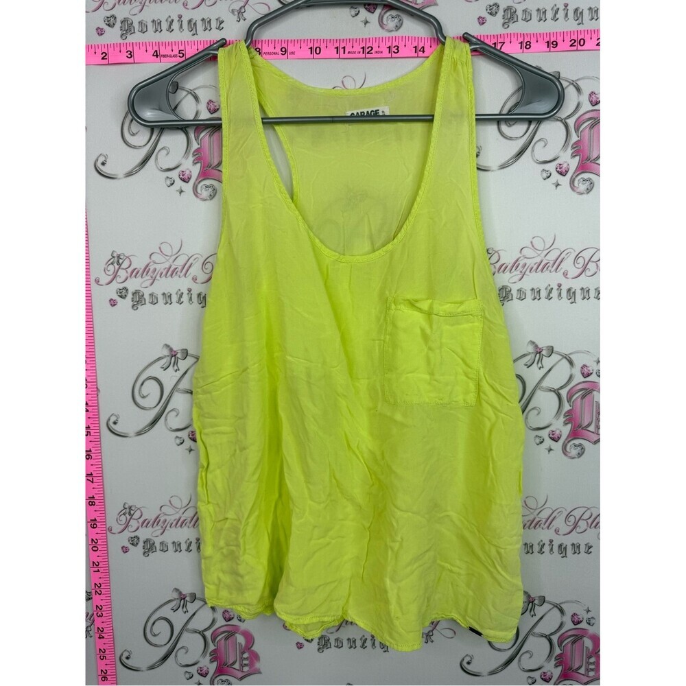 Garage tank top yellow Neon Lime Scoop Neck Pocket Tank - Women's
